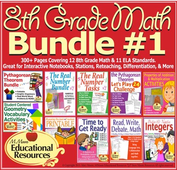 Preview of 8th Grade Math - Bundle #1 - Activities for Interactive Notebooks & More