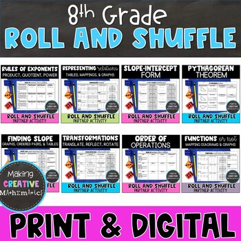 Preview of 8th Grade Math Partner Activity Bundle