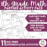 8th Grade Math Partner Practice Activity Pack