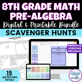 8th Grade Math Pre-Algebra Activities Scavenger Hunts Digi