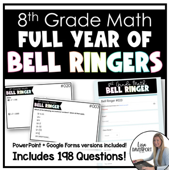 Preview of 8th Grade Math Pre Algebra - Bell Ringers for the Entire Year
