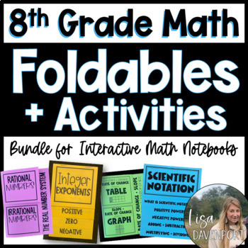 Preview of 8th Grade Math Pre Algebra Foldables and Activities Bundle