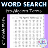 8th Grade Math Pre-Algebra Vocabulary Terms Word Search