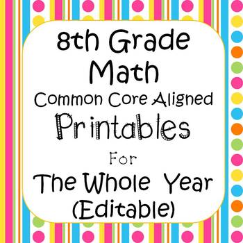 8th grade math review printable worksheets assessment homework common core