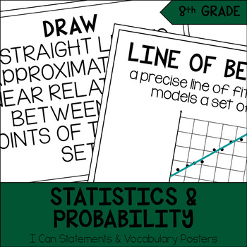 Preview of 8th Grade Math Probability & Statistics I Can & Vocabulary Wall Posters