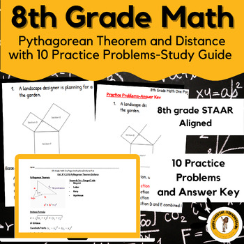 Preview of 8th Grade Math Pythagorean Theorem and Distance Study Guide(STAAR Aligned)