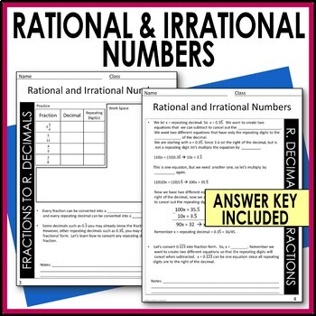 Rational And Irrational Numbers Guided Notes - Real Number System Notes