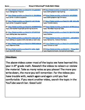 Preview of 8th Grade Math Review: 16 Videos + Practice Final