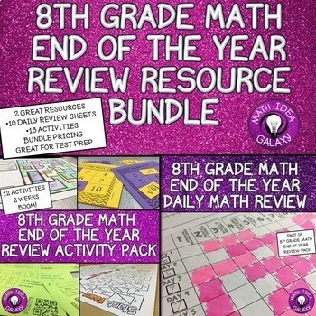 Preview of 8th Grade Math Review Bundle Year End Activities