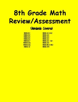 Preview of 8th Grade Math Review/Assessment