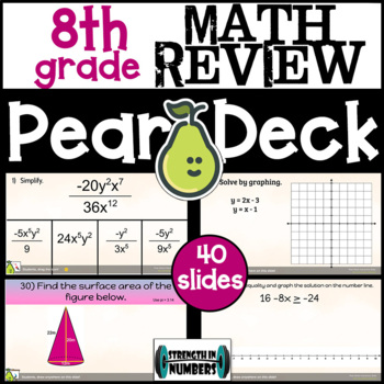Preview of 8th Grade Math Review Digital Activity for Pear Deck/Google Slides
