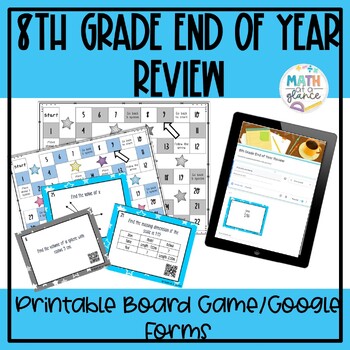 Preview of 8th Grade Math Review End of Year Test Prep Activity | Board Game