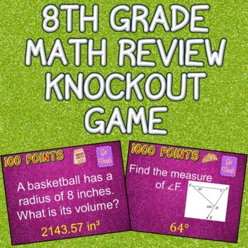 Preview of 8th Grade Math Review Knockout Game