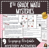 Year Long 8th Grade Math Mystery Activity Bundle | Math Re