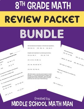 Preview of 8th Grade Math Review Packet Bundle | Worksheets