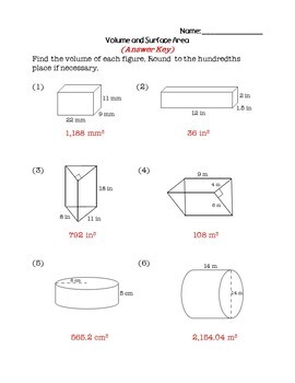 8th Grade Math Review Packet - Volume and Surface Area | TpT