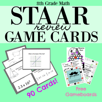 Preview of 8th Grade Math STAAR REVIEW GAMECARDS