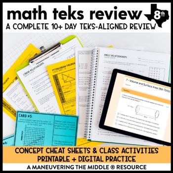 Preview of 8th Grade Math STAAR Review | TEKS Test Prep | End of Year Math Review