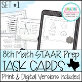 8th Grade Math STAAR Review & Prep - Task Cards Set #1 - P