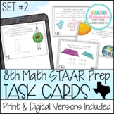 8th Grade Math STAAR Review & Prep - Task Cards Set #2 - P