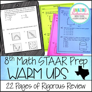 Preview of 8th Grade Math STAAR Review & Prep - Warm Ups