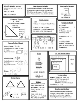 8th Grade Mathematics Chart Staar