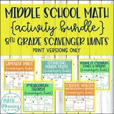 8th Grade Math Scavenger Hunt Activity Bundle