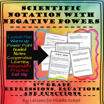 Preview of 8th Grade Math - Scientific Notation with Negative Powers: Lesson and Activities