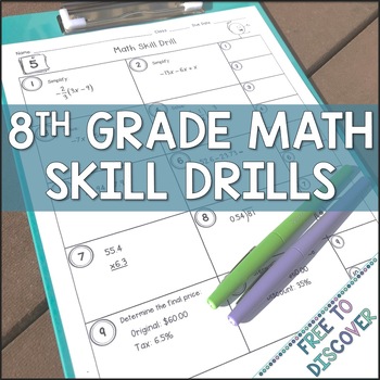 Preview of Math Intervention for Middle School | 8th Grade Math Skill Drills