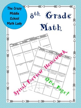 Preview of 8th Grade Math Spiral Homework (4 weeks!)