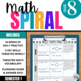 8th Grade Math Spiral Review: 18 Weeks of Printable Practi