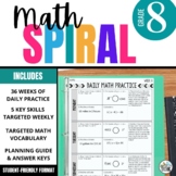 8th Grade Math Spiral Review Activities: Worksheets for Pr