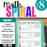 8th Grade Math Spiral Review: Free Daily Practice Activiti
