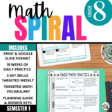 8th Grade Math Spiral: Daily Warm-up or Homework Review Ac