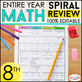 8th Grade Math Spiral Review & Quizzes | Homework | Warm Ups