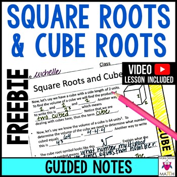 Preview of Square Roots and Cube Roots Guided Notes 8th Grade Math Notes