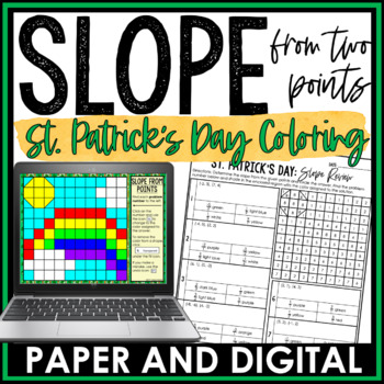 Preview of 8th Grade Math St. Patrick's Day Activity Determining Slope from Two Points