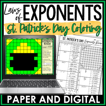 Preview of 8th Grade Math St. Patrick's Day Activity Laws of Exponents