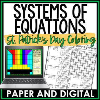 Preview of 8th Grade Math St. Patrick's Day Activity Systems of Equations