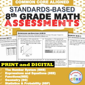 Preview of 8th Grade Math Standard Based Assessments BUNDLE Common Core ⭐ Distance Learning