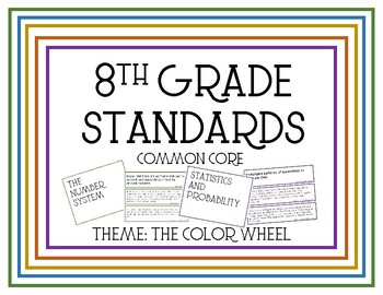 Preview of 8th Grade Math Standards - The Color Wheel Theme