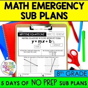 Preview of 8th Grade Math Sub Plans | Substitute Teacher Lessons for 8th Grade Math