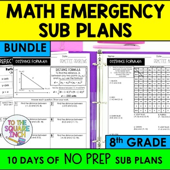 Preview of 8th Grade Math Sub Plans Bundle | Substitute Teacher Plans for 8th Grade Math