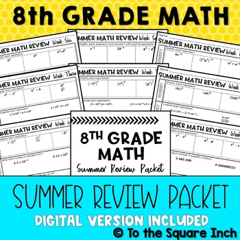 Preview of 8th Grade Math Summer Packet