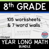 8th Grade Math Review Worksheets / Guided Notes / Homework