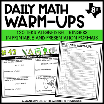 Preview of 8th Grade Math Warm Ups (TEKS-Aligned Bell Ringers)