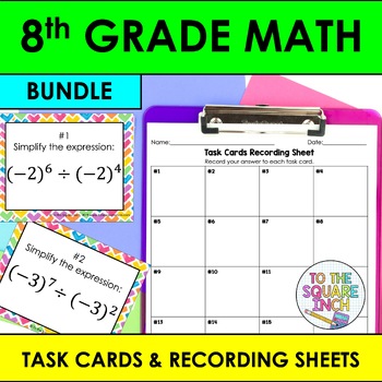 Preview of 8th Grade Math Task Cards and Practice Activities