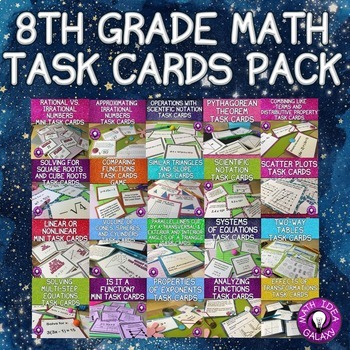 Preview of 8th Grade Math Task Card Bundle