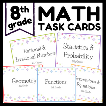 Preview of 8th Grade Math Task Cards | EOG Review Bundle