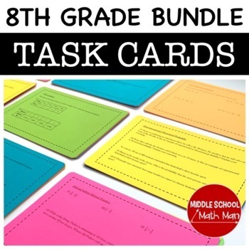 Preview of 8th Grade Math Task Cards Full Year Bundle
